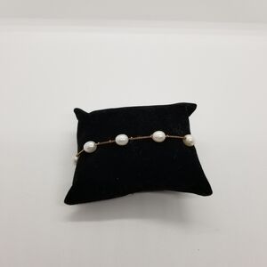 Sterling silver vermeil bracelet with round pearl beads